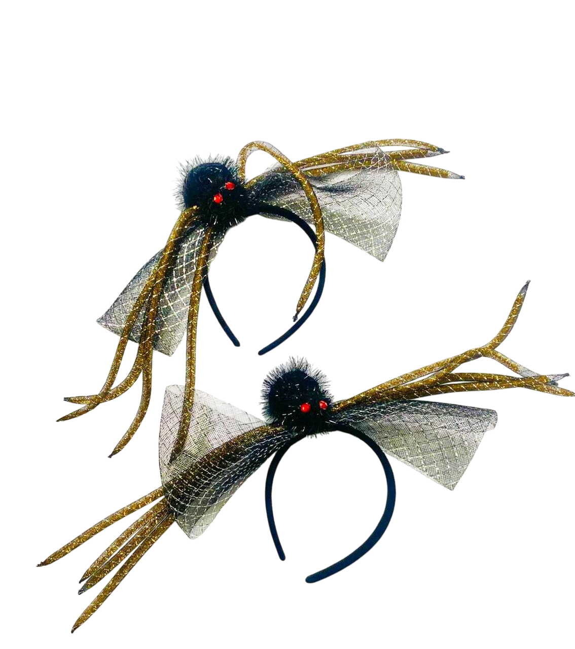 TIARA DE ARANHA HALOWEEN COM PATAS BRILHANTE E VÉU