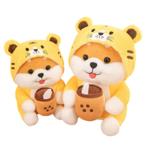 PELÚCIA COM ROUPINHA AMARELA TOUCA TIGRE 30 CM