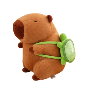 Capivara Aventureira de Pelúcia com Mochila de Tartaruga - 30cm (Estilo e Fofura!)