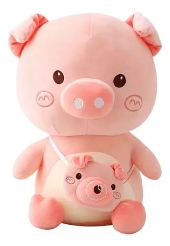 Abraço e Estilo: Pelúcia Porco 34 CM com Bolsinha Fofa!