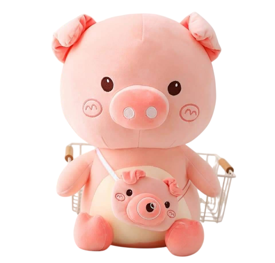 Abraço e Estilo: Pelúcia Porco 34 CM com Bolsinha Fofa! - Imagem 2