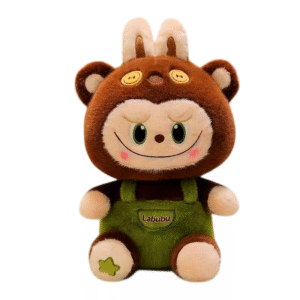 🐒🐰 Labubu Colecionável GIGANTE de Pelúcia - 40cm (Macacão Verde e Orelhas Fofas!) ✨