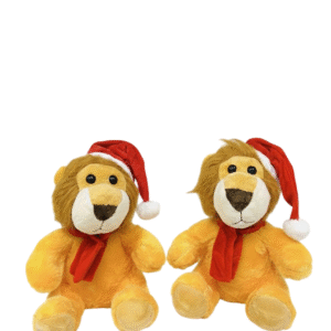 Pelúcia Leão Natalino! Leão de Pelúcia com Touca e Cachecol de Natal 25 cm