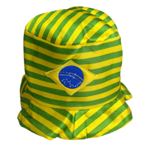 Chapéu Torcedor Brasil Listrado de Pelúcia – Acessório Confortável para Jogos e Festas