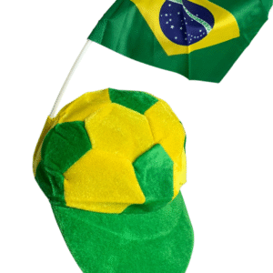 Boné Torcedor Brasil com Bandeira – Verde e Amarelo Divertido